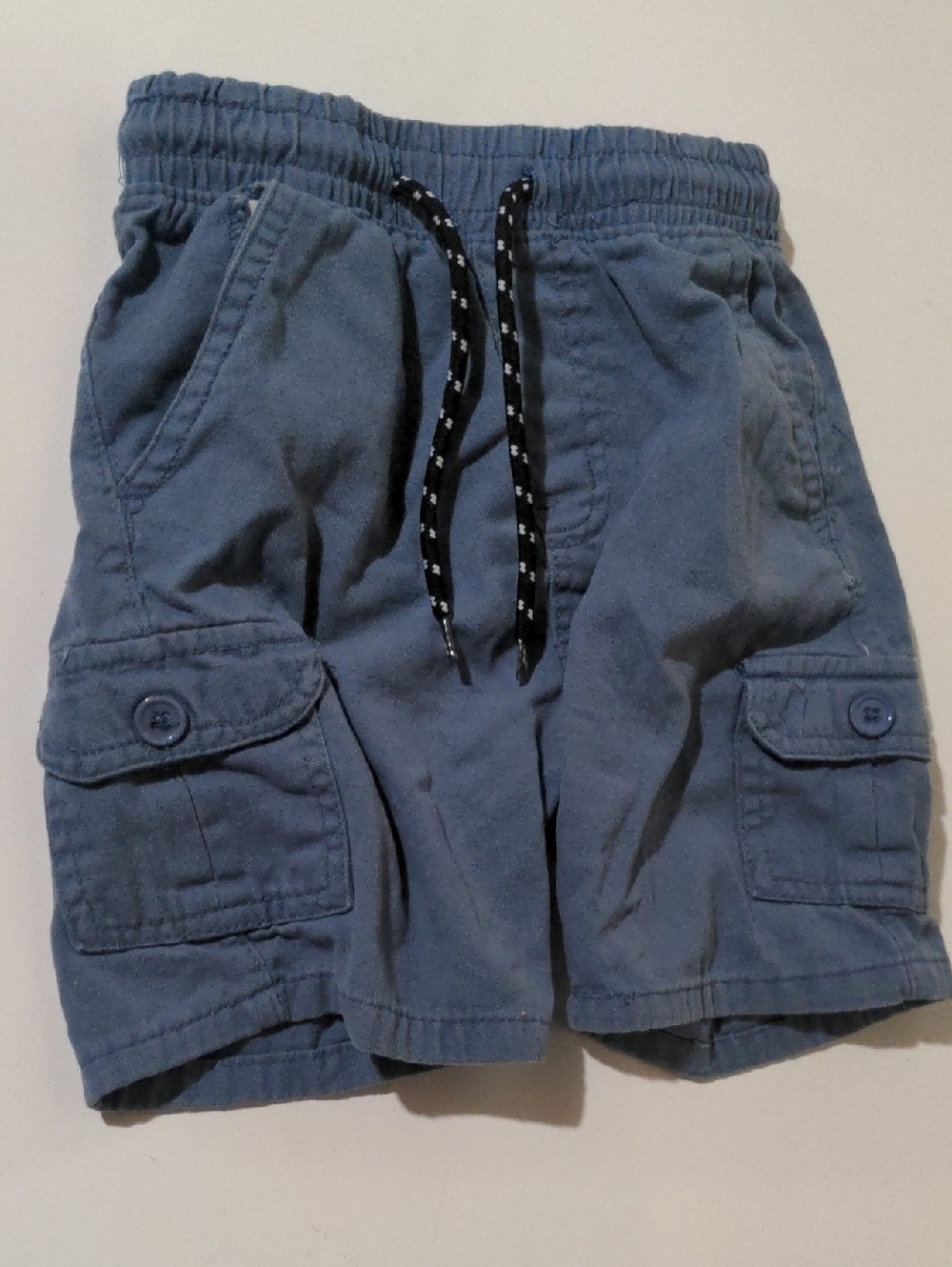 Kids Boys Blue Cargo Denim Drawstring Black & White Shorts Size 5 Extra Pockets
